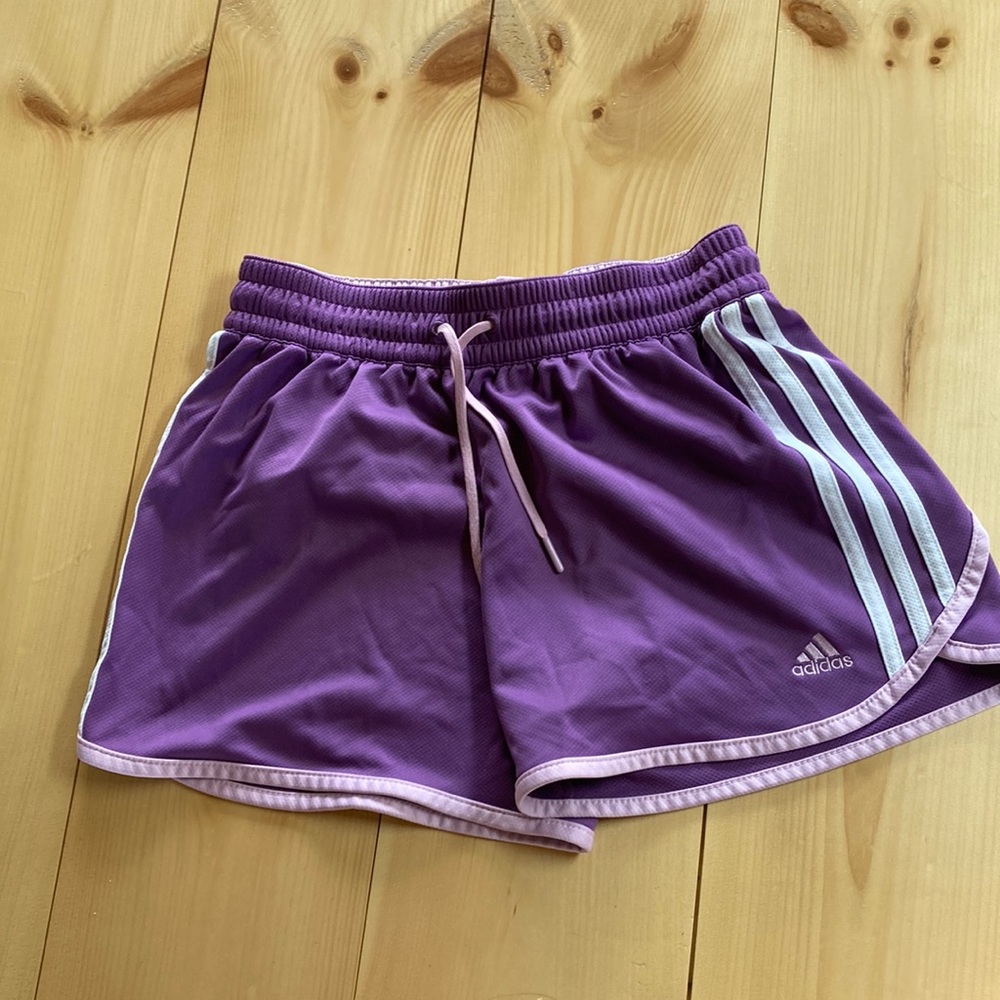Adidas purple workout shorts
